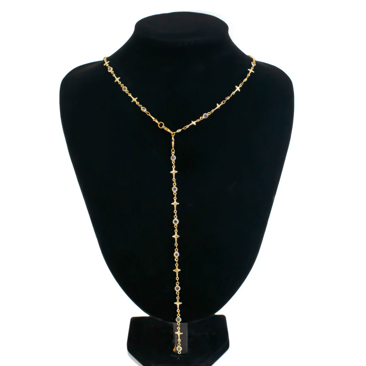Jewelry Copper Geometric Daisy Yshaped Clavicle Chain Necklace With Electroplating And Artificial Crystal Pendant - Image 4