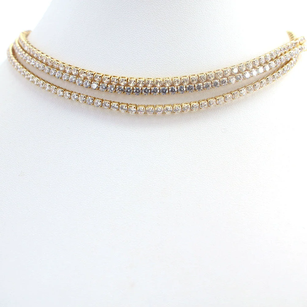 Jewelry Copper Geometric Microinlaid Zircon Tennis Chain Clavicle Chain Electroplated Unisex - Image 5
