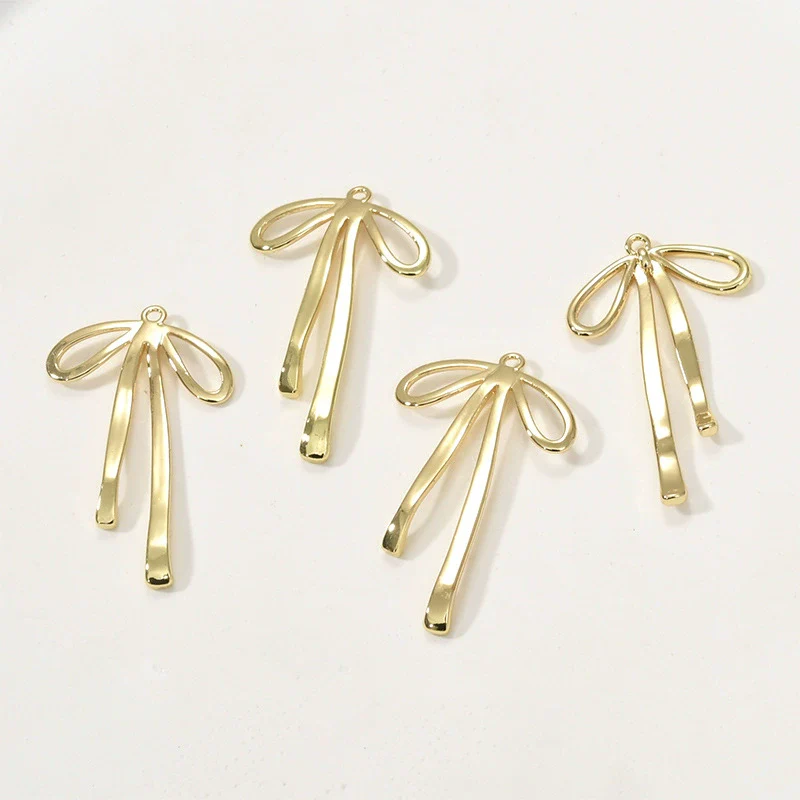 Jewelry Copper Geometric Ribbon Bow Pendant Electroplated Handmade Accessories - Image 4
