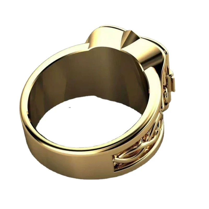 Jewelry Copper Geometric Square Ring With Cross Pattern Electroplated For Men And Women Retro Style - Image 5
