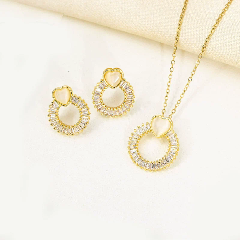 Jewelry Copper Microlay Geometric Zircon Necklace And Earrings Set Electroplating Women's Jewelry - Image 8