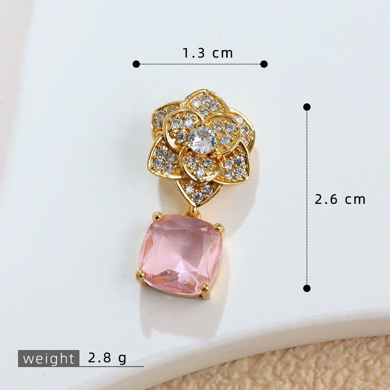 Jewelry Copper Minimalist Flower Style Electroplated Micropaved Zircon Necklace Pendant And Earrings For Women - Image 13