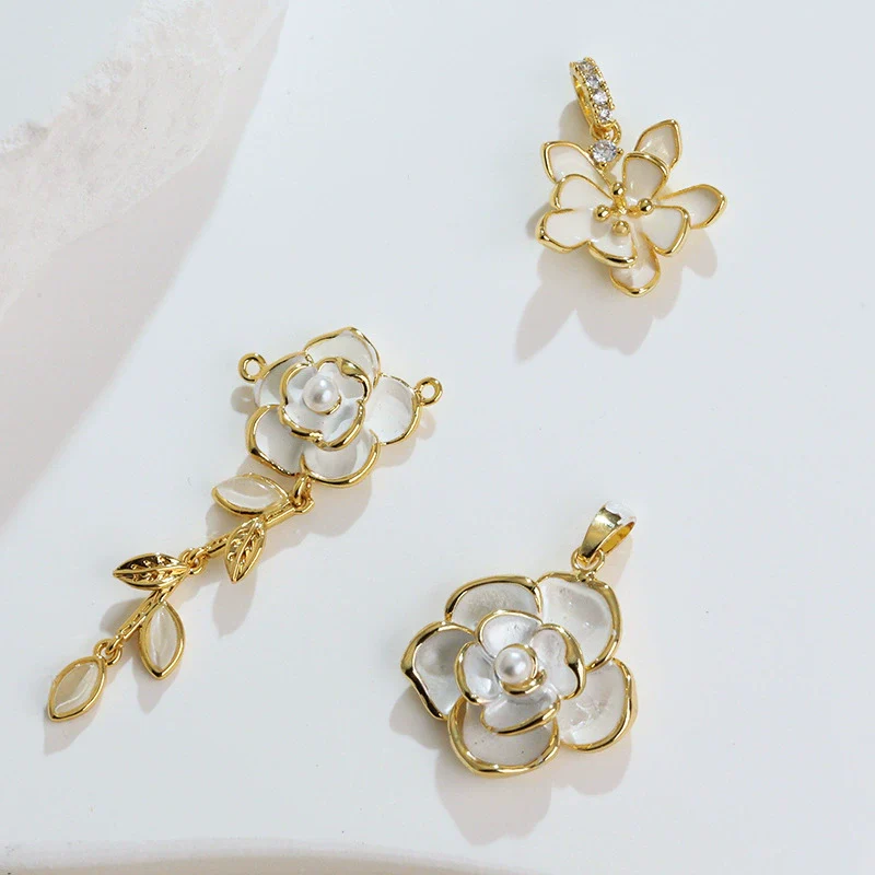 Jewelry Copper Minimalist Flower Style Electroplated Micropaved Zircon Necklace Pendant And Earrings For Women - Image 3