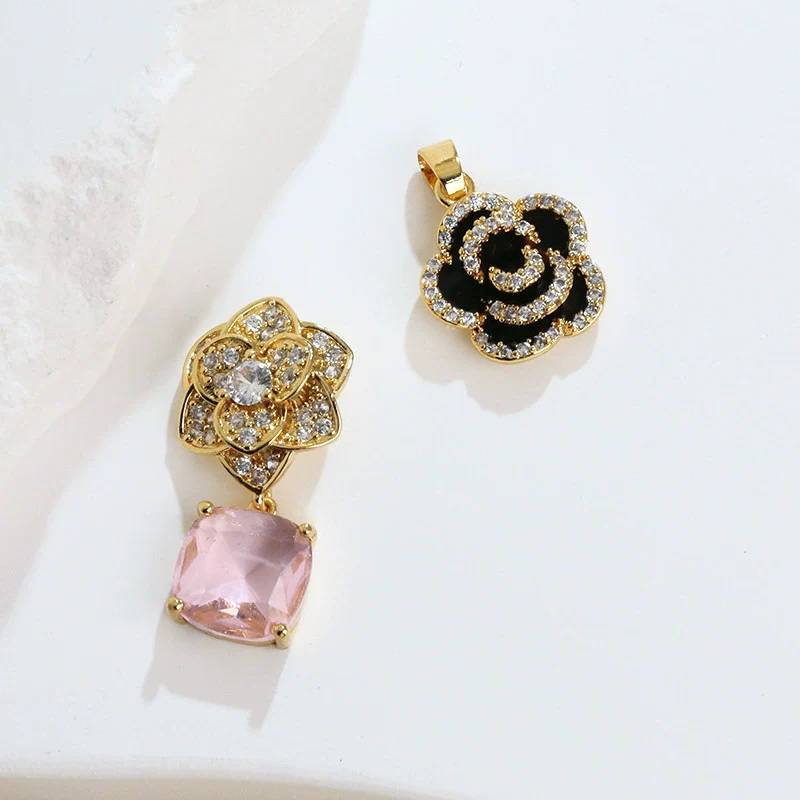 Jewelry Copper Minimalist Flower Style Electroplated Micropaved Zircon Necklace Pendant And Earrings For Women - Image 4