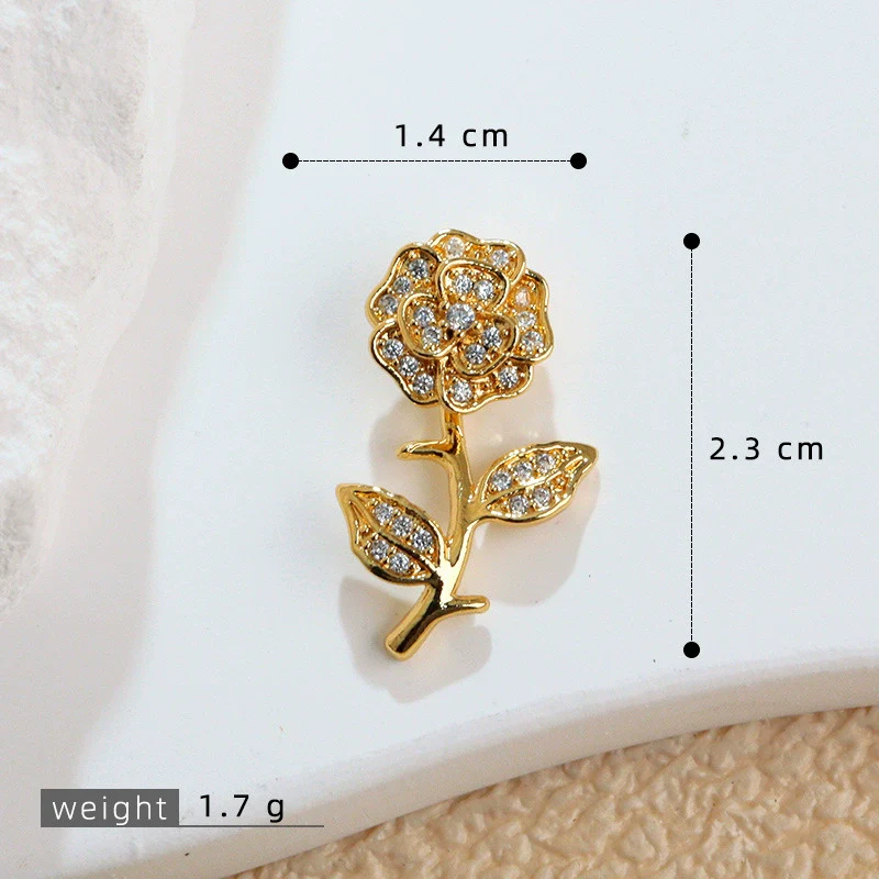 Jewelry Copper Minimalist Flower Style Electroplated Micropaved Zircon Necklace Pendant And Earrings For Women - Image 7