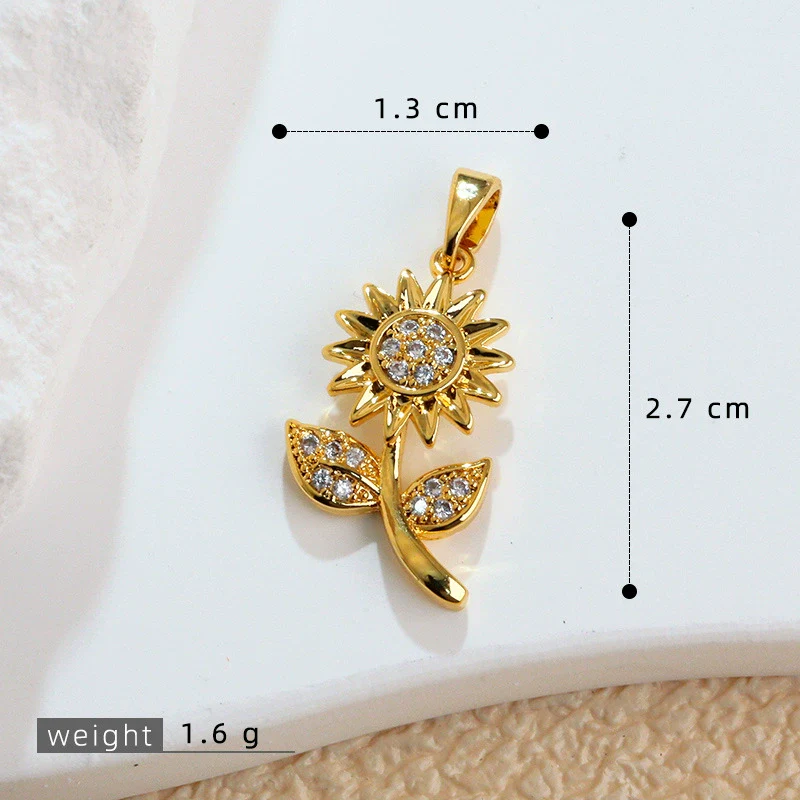 Jewelry Copper Minimalist Flower Style Electroplated Micropaved Zircon Necklace Pendant And Earrings For Women - Image 8