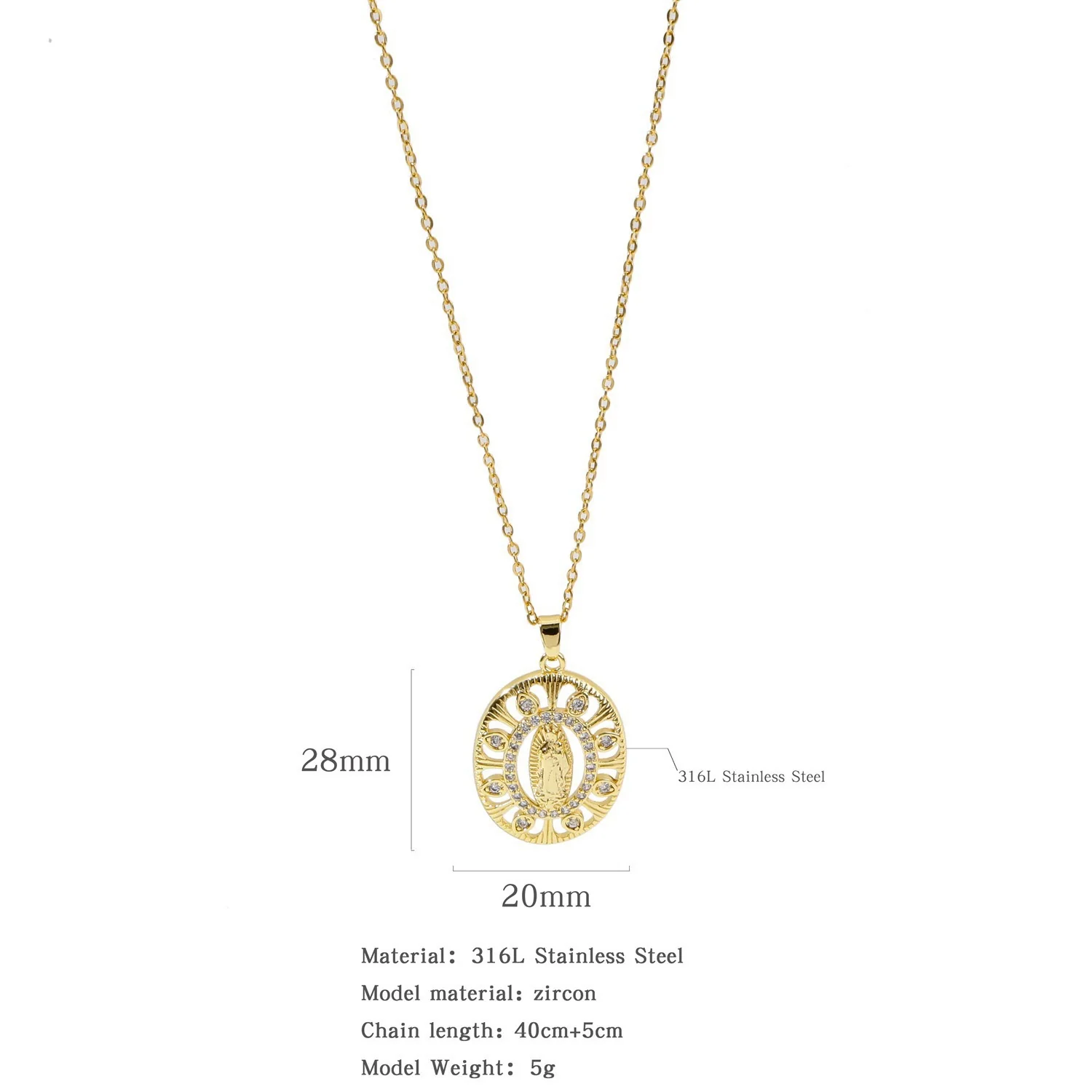 Jewelry Copper Mixed Gem Inlaid Zircon Geometric Electroplating Women's Titanium Steel Ochain Clavicle Necklace - Image 10