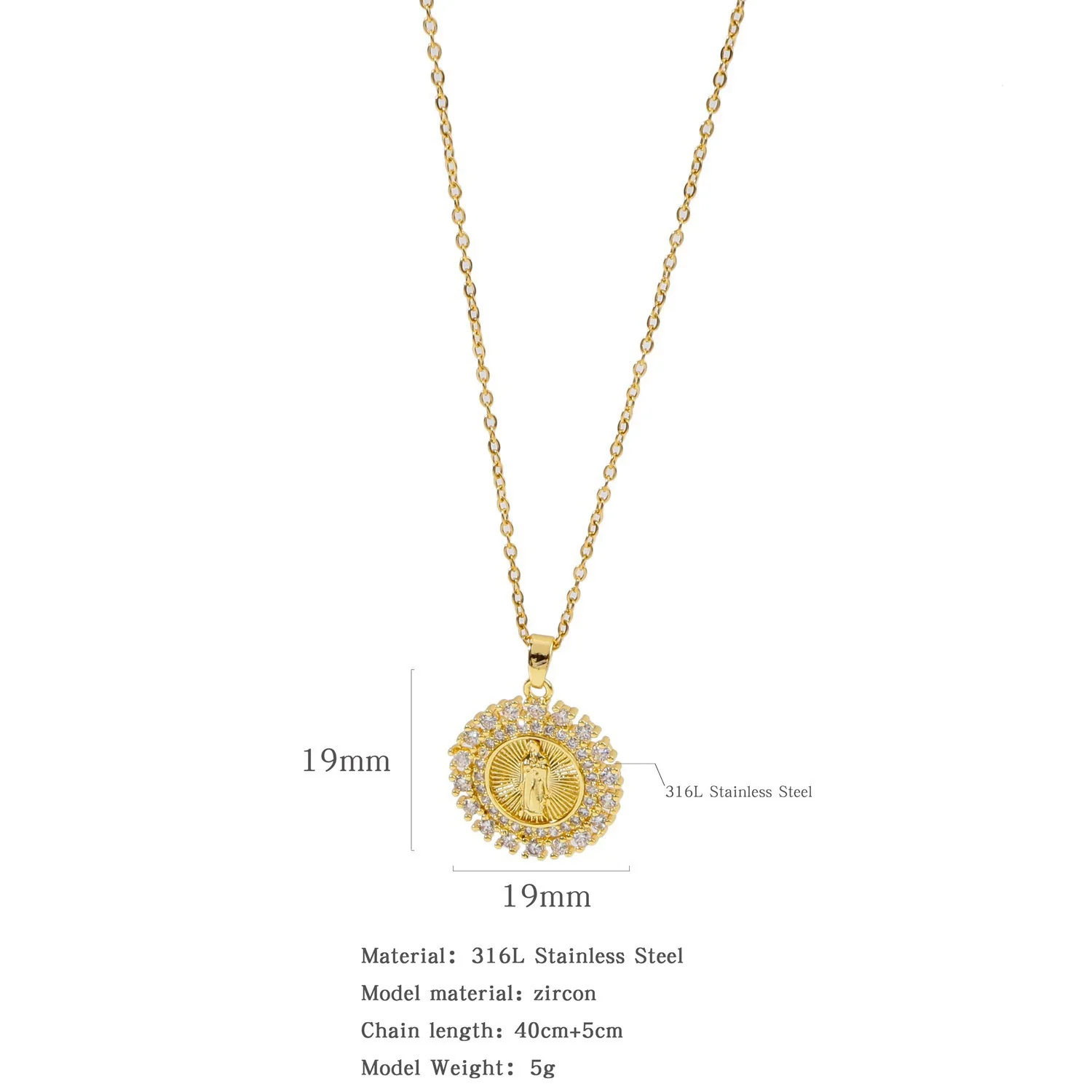 Jewelry Copper Mixed Gem Inlaid Zircon Geometric Electroplating Women's Titanium Steel Ochain Clavicle Necklace - Image 11