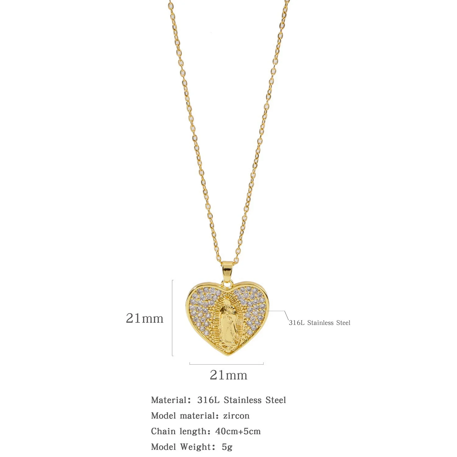 Jewelry Copper Mixed Gem Inlaid Zircon Geometric Electroplating Women's Titanium Steel Ochain Clavicle Necklace - Image 14