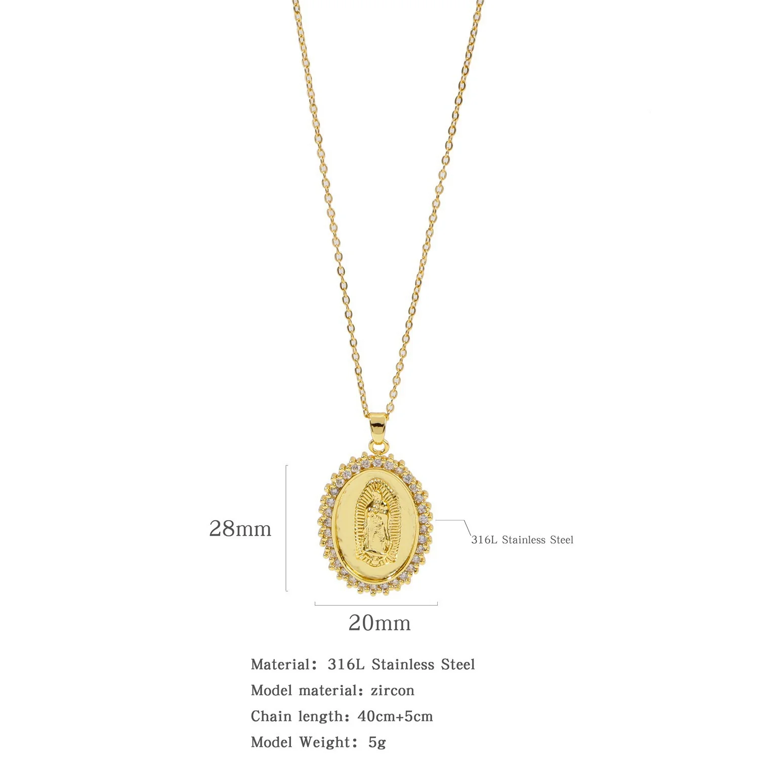 Jewelry Copper Mixed Gem Inlaid Zircon Geometric Electroplating Women's Titanium Steel Ochain Clavicle Necklace - Image 16