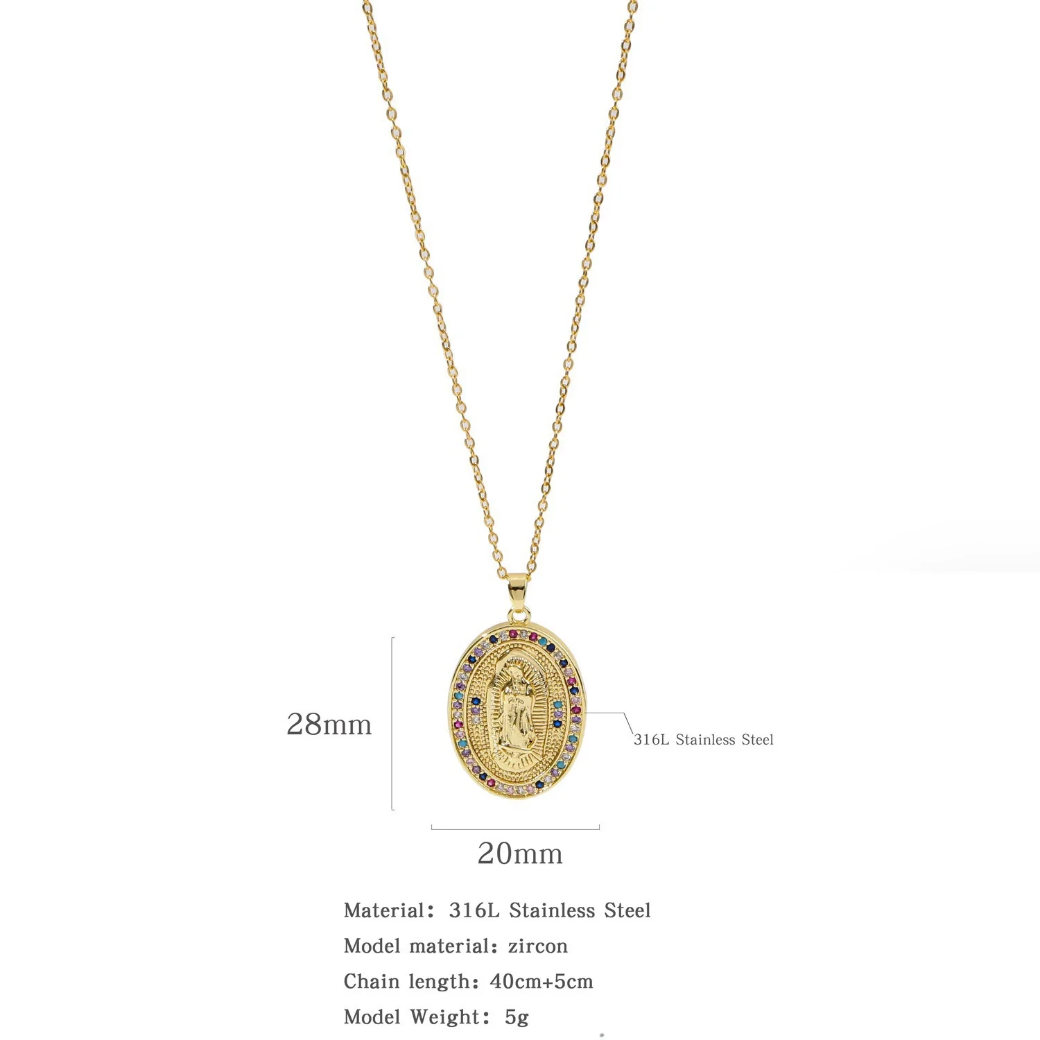 Jewelry Copper Mixed Gem Inlaid Zircon Geometric Electroplating Women's Titanium Steel Ochain Clavicle Necklace - Image 18
