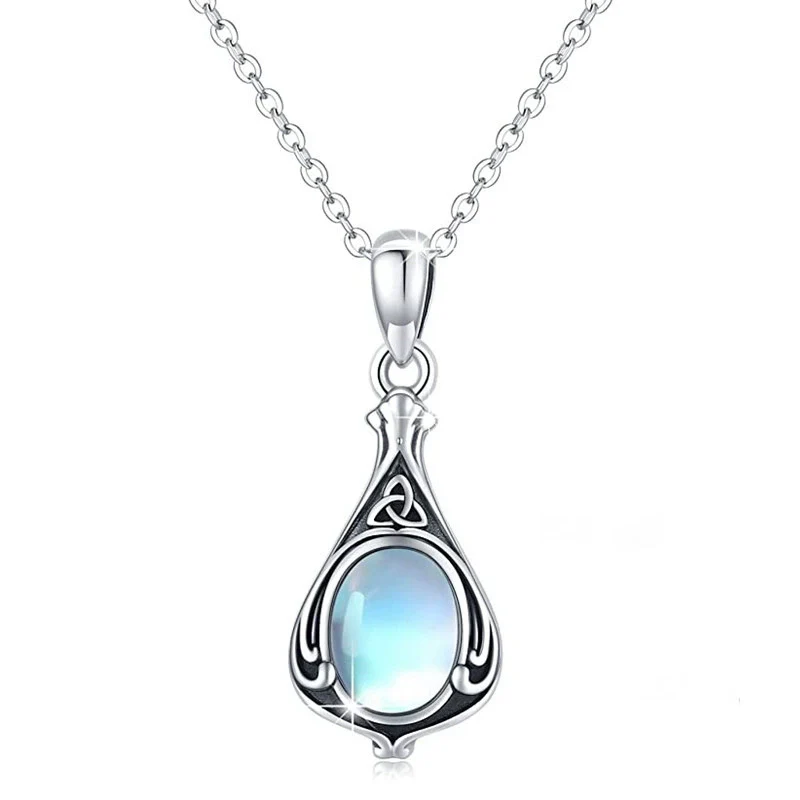 Jewelry Copper Mixed Gem Inlay Geometric Dropshaped Pendant Ochain Necklace For Women - Image 2