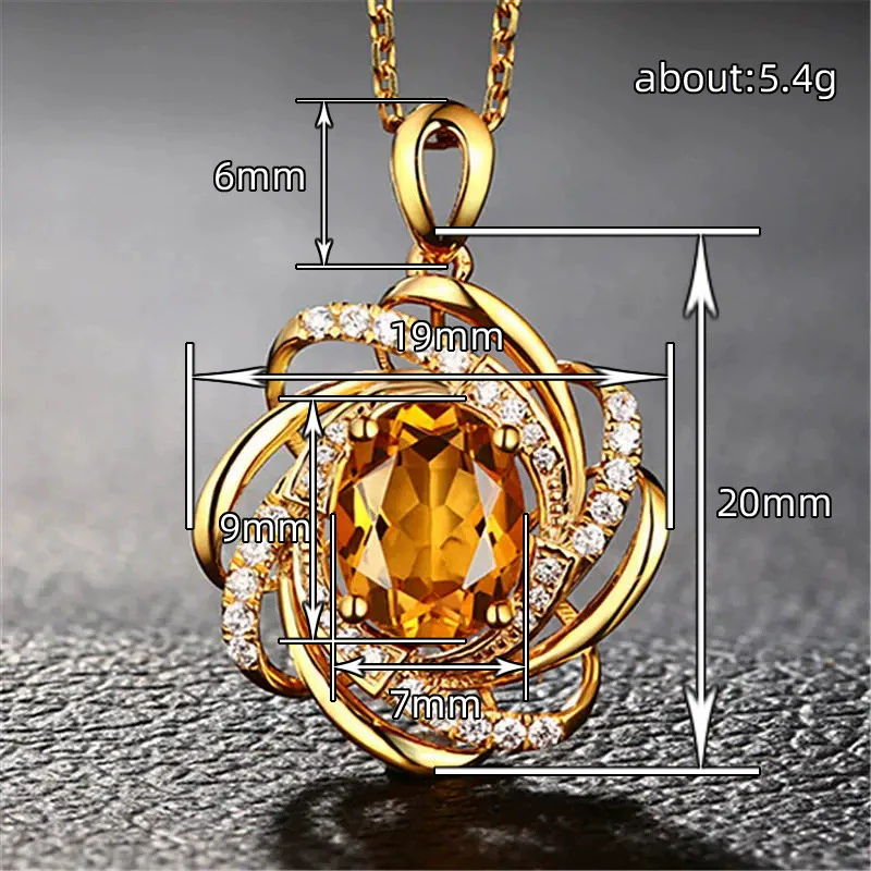 Jewelry Copper Mixed Gem Inlay Geometric Retro Flower Pendant Ochain Necklace - Image 4