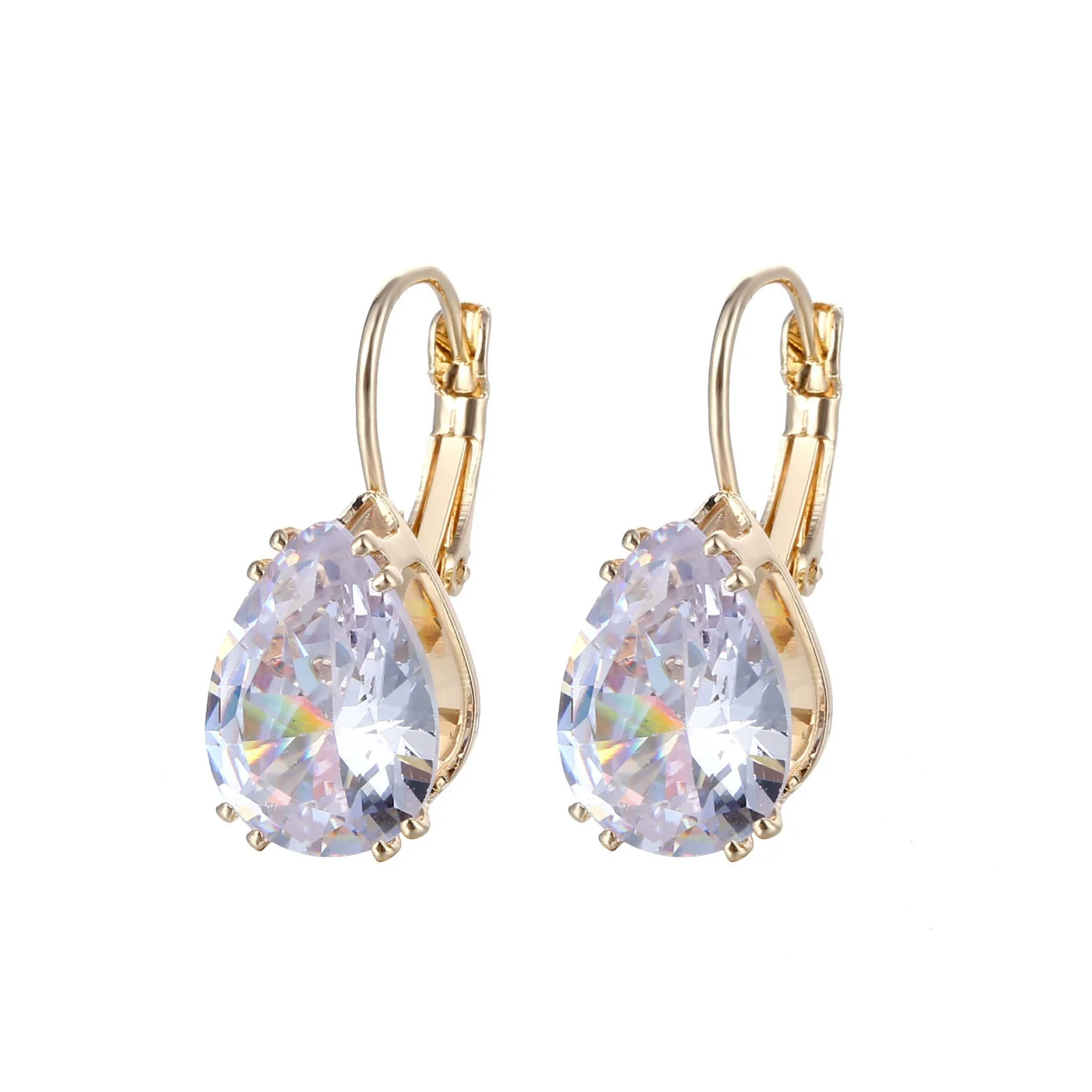 Jewelry Copper Natural Dropshaped Zircon Earrings For Women