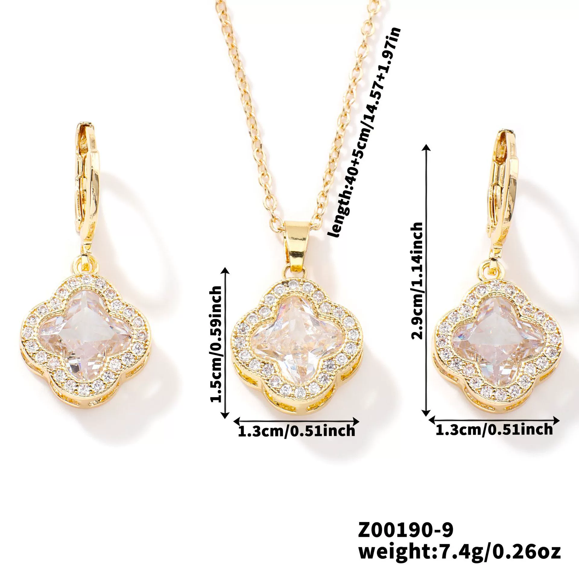 Jewelry Copper Ochain Set With Natural Plant Flowers Pattern And Zircon Inlay - Image 10