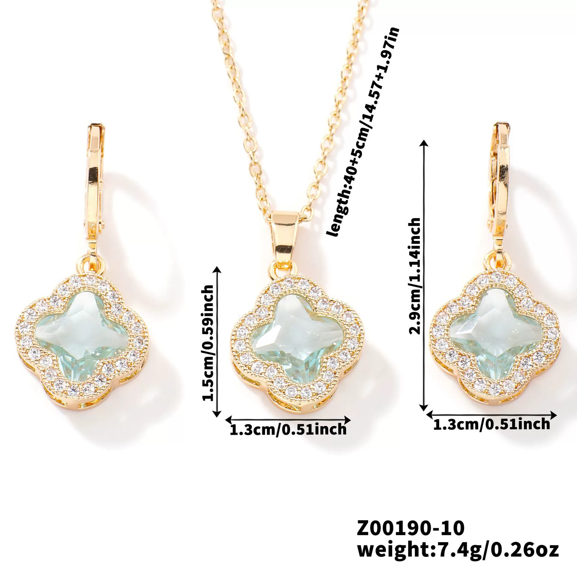 Jewelry Copper Ochain Set With Natural Plant Flowers Pattern And Zircon Inlay - Image 11