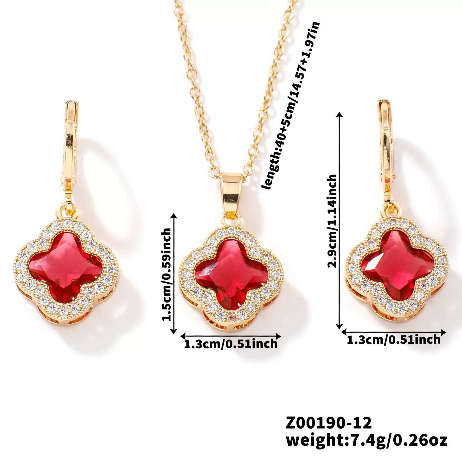 Jewelry Copper Ochain Set With Natural Plant Flowers Pattern And Zircon Inlay - Image 13
