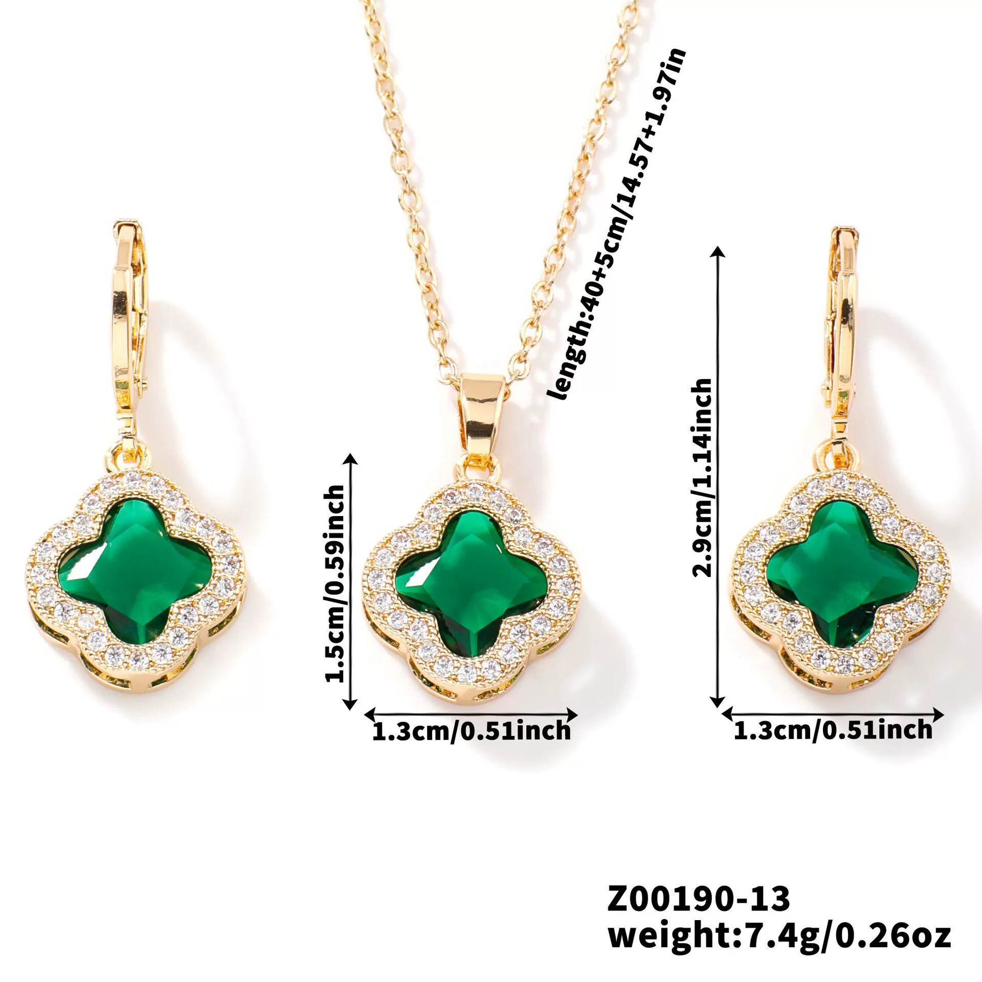 Jewelry Copper Ochain Set With Natural Plant Flowers Pattern And Zircon Inlay - Image 14