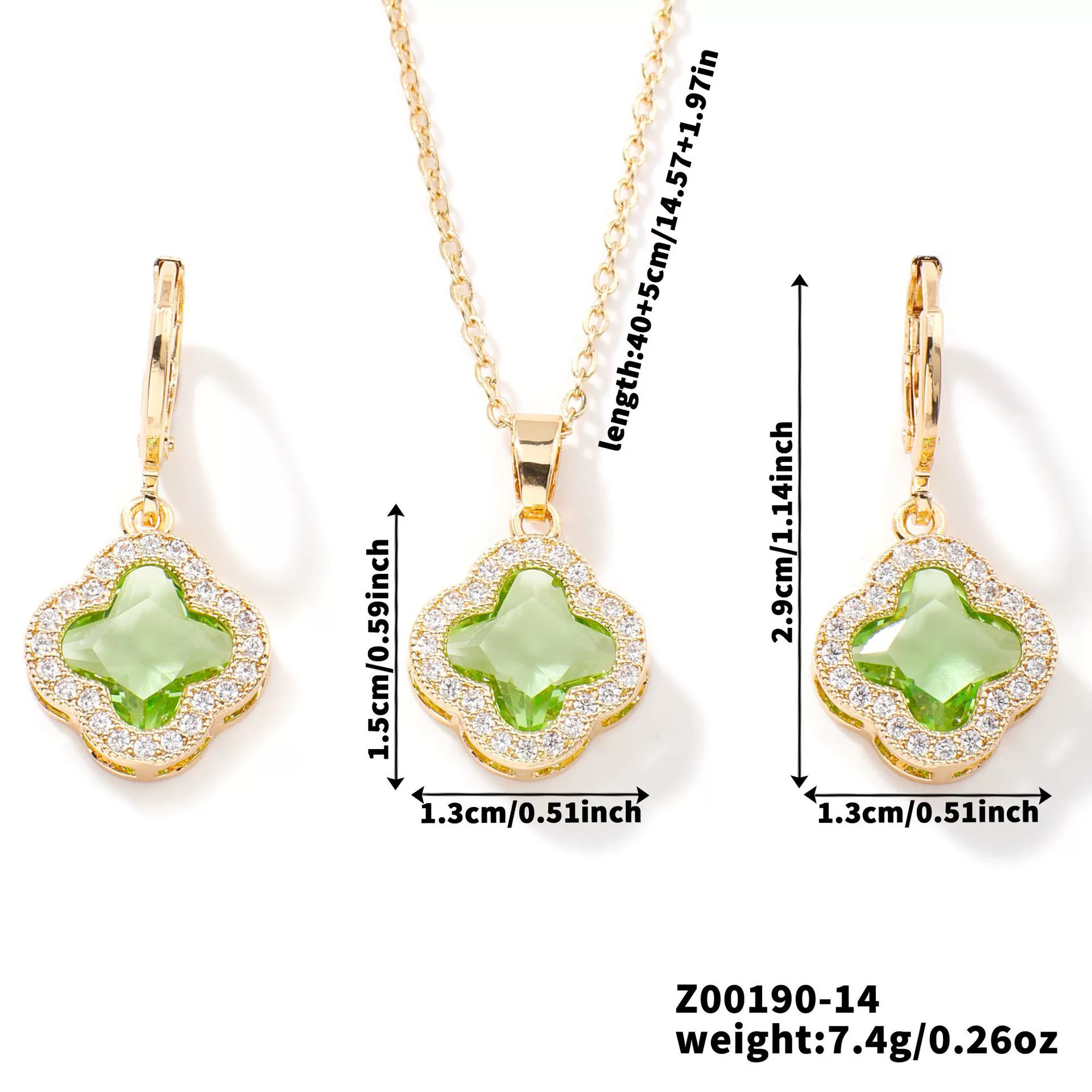 Jewelry Copper Ochain Set With Natural Plant Flowers Pattern And Zircon Inlay - Image 15