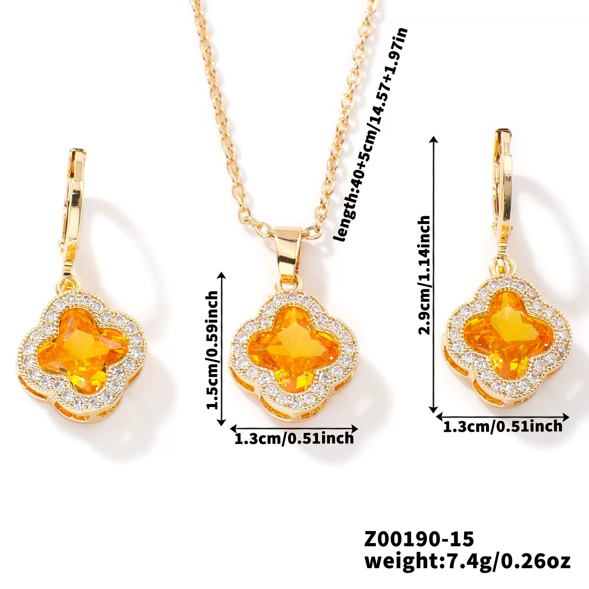 Jewelry Copper Ochain Set With Natural Plant Flowers Pattern And Zircon Inlay - Image 16