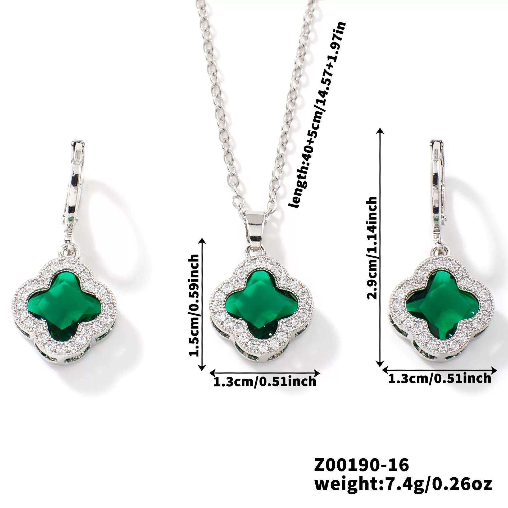 Jewelry Copper Ochain Set With Natural Plant Flowers Pattern And Zircon Inlay - Image 17