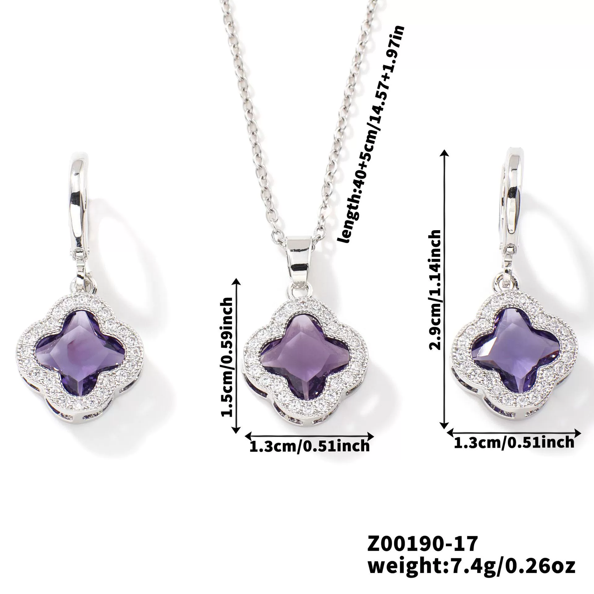 Jewelry Copper Ochain Set With Natural Plant Flowers Pattern And Zircon Inlay - Image 18