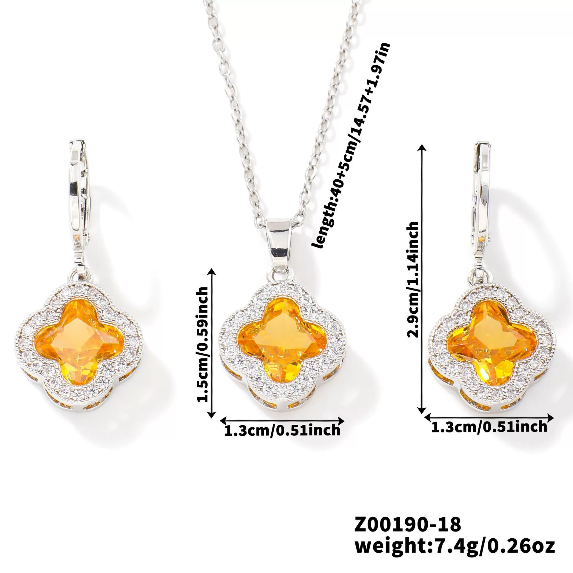 Jewelry Copper Ochain Set With Natural Plant Flowers Pattern And Zircon Inlay - Image 19