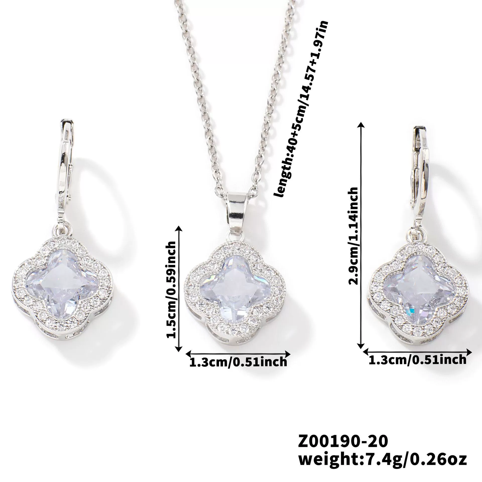 Jewelry Copper Ochain Set With Natural Plant Flowers Pattern And Zircon Inlay - Image 21