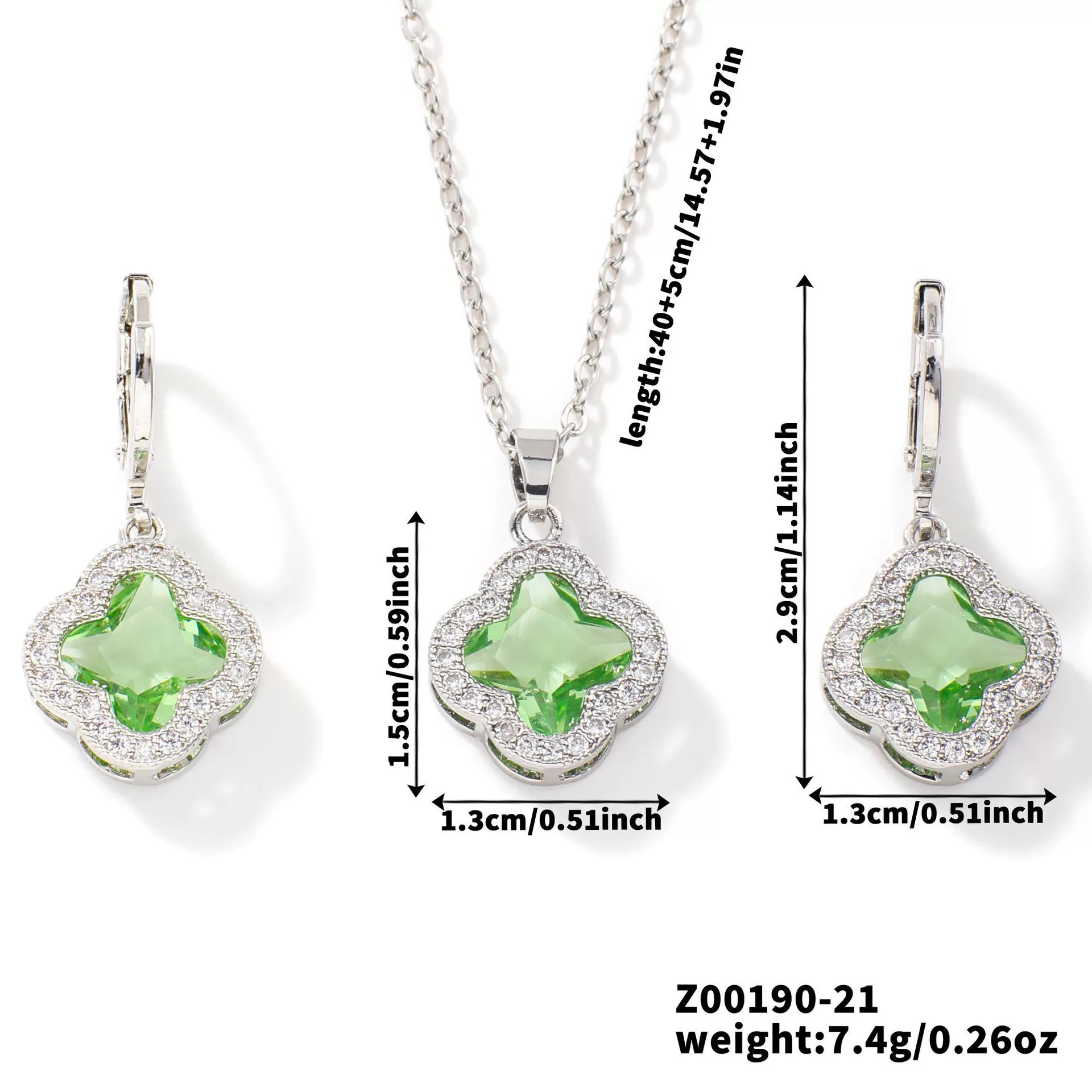 Jewelry Copper Ochain Set With Natural Plant Flowers Pattern And Zircon Inlay - Image 22
