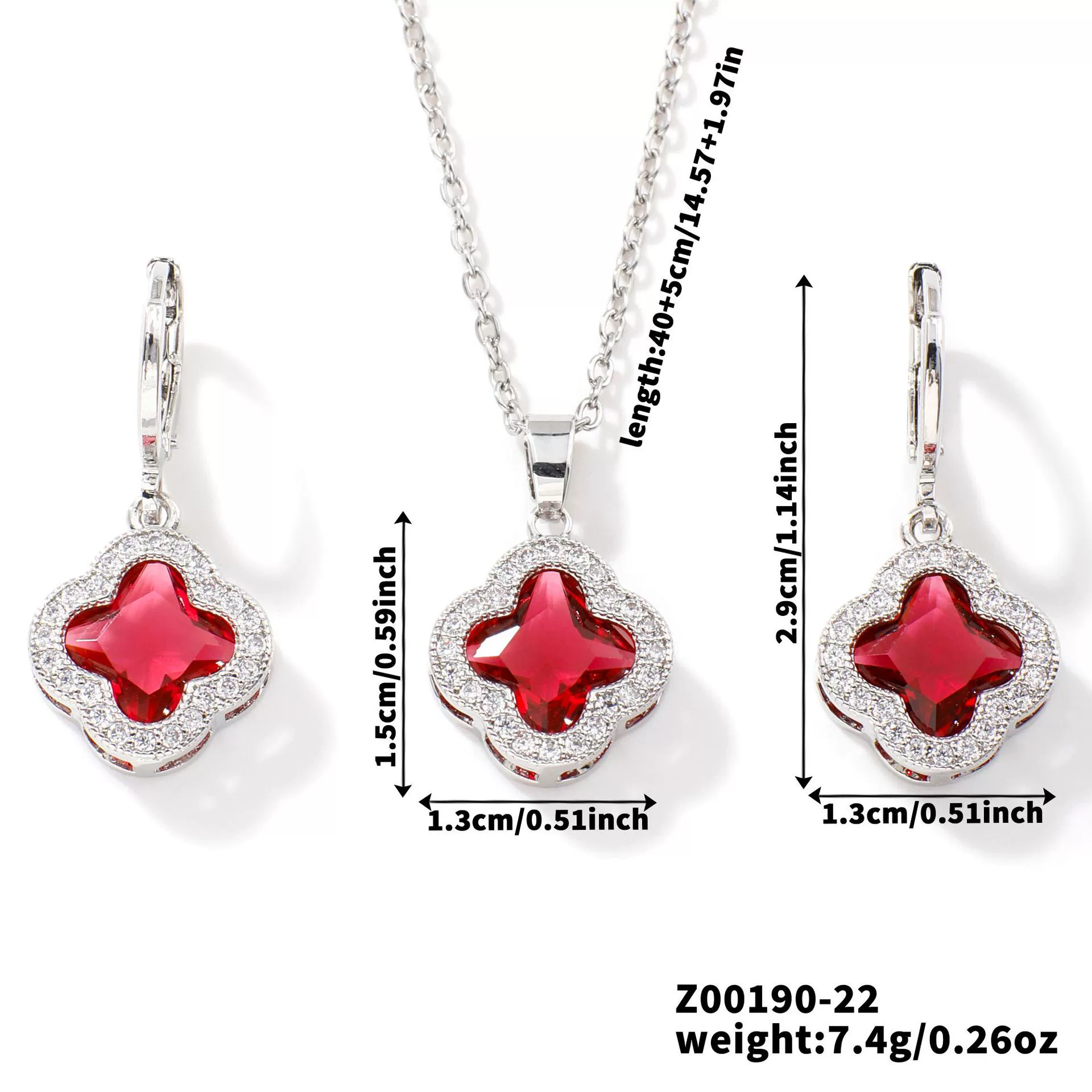 Jewelry Copper Ochain Set With Natural Plant Flowers Pattern And Zircon Inlay - Image 23