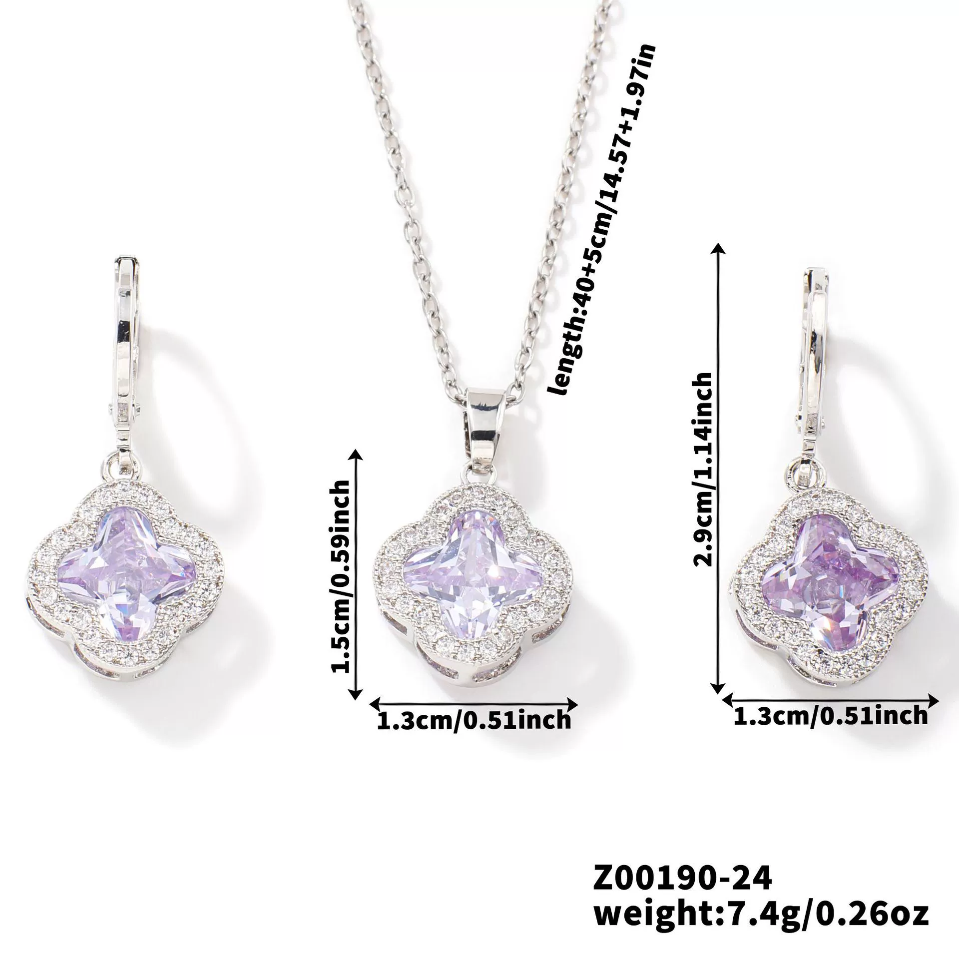 Jewelry Copper Ochain Set With Natural Plant Flowers Pattern And Zircon Inlay - Image 25