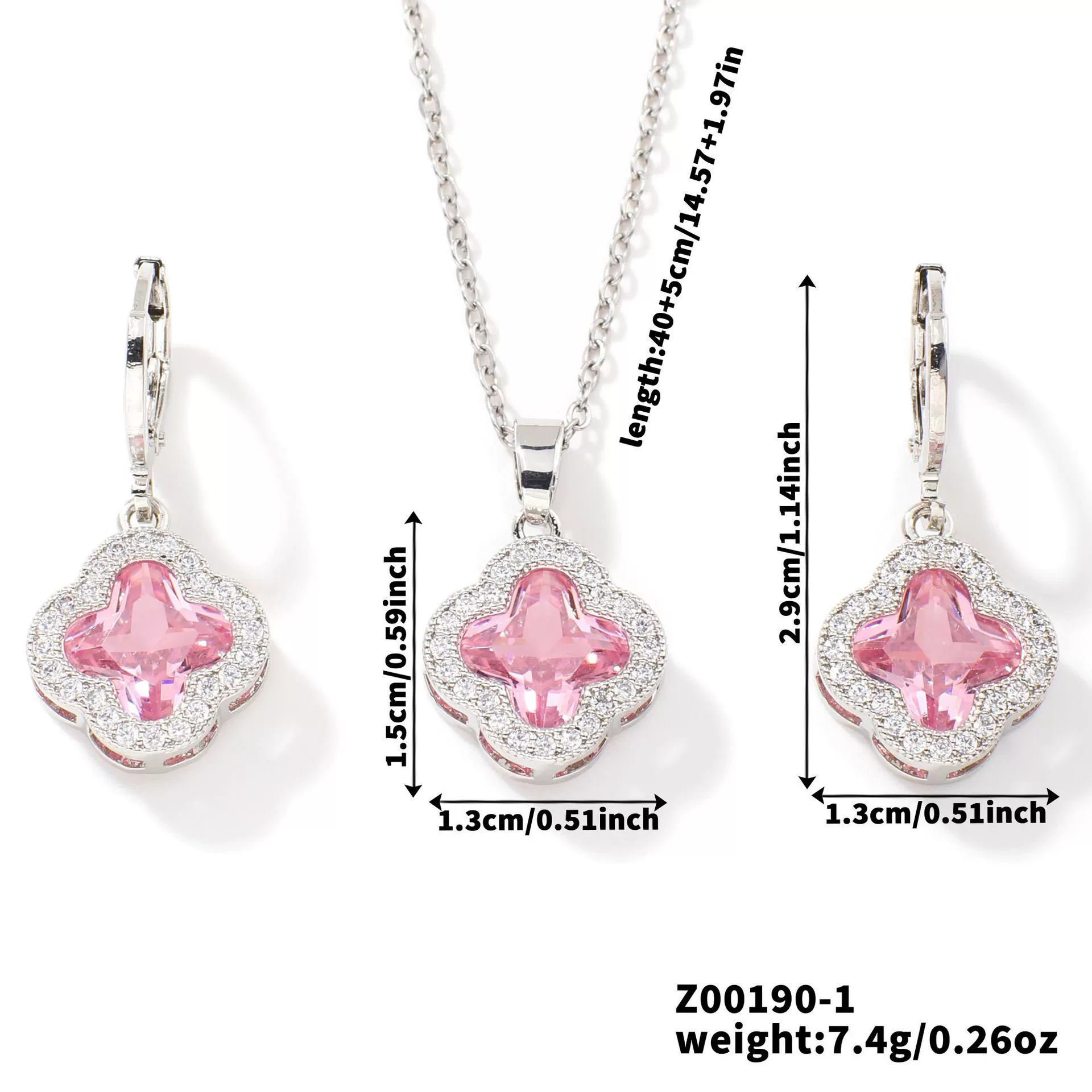Jewelry Copper Ochain Set With Natural Plant Flowers Pattern And Zircon Inlay - Image 26