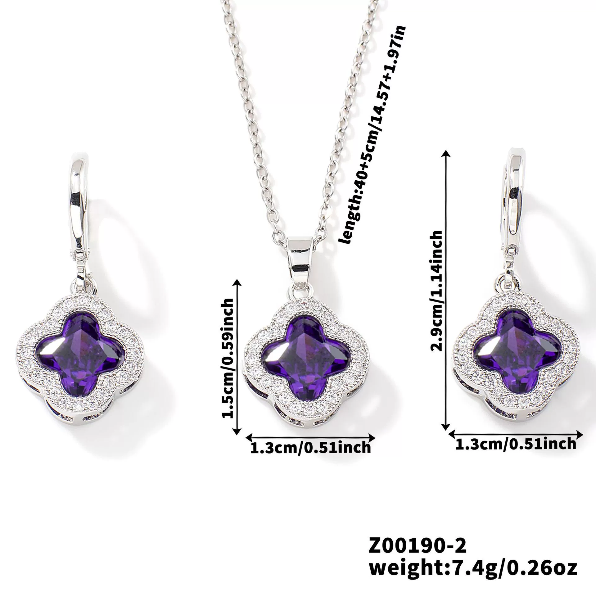 Jewelry Copper Ochain Set With Natural Plant Flowers Pattern And Zircon Inlay - Image 27