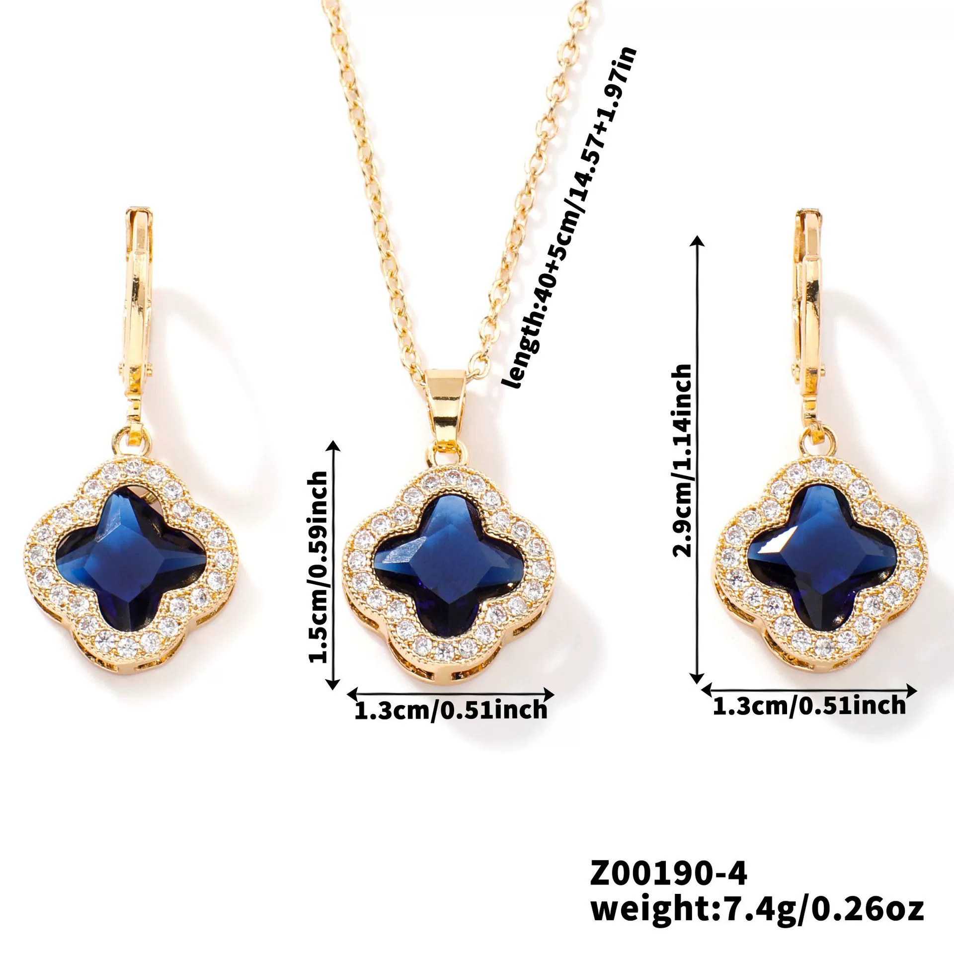 Jewelry Copper Ochain Set With Natural Plant Flowers Pattern And Zircon Inlay - Image 29