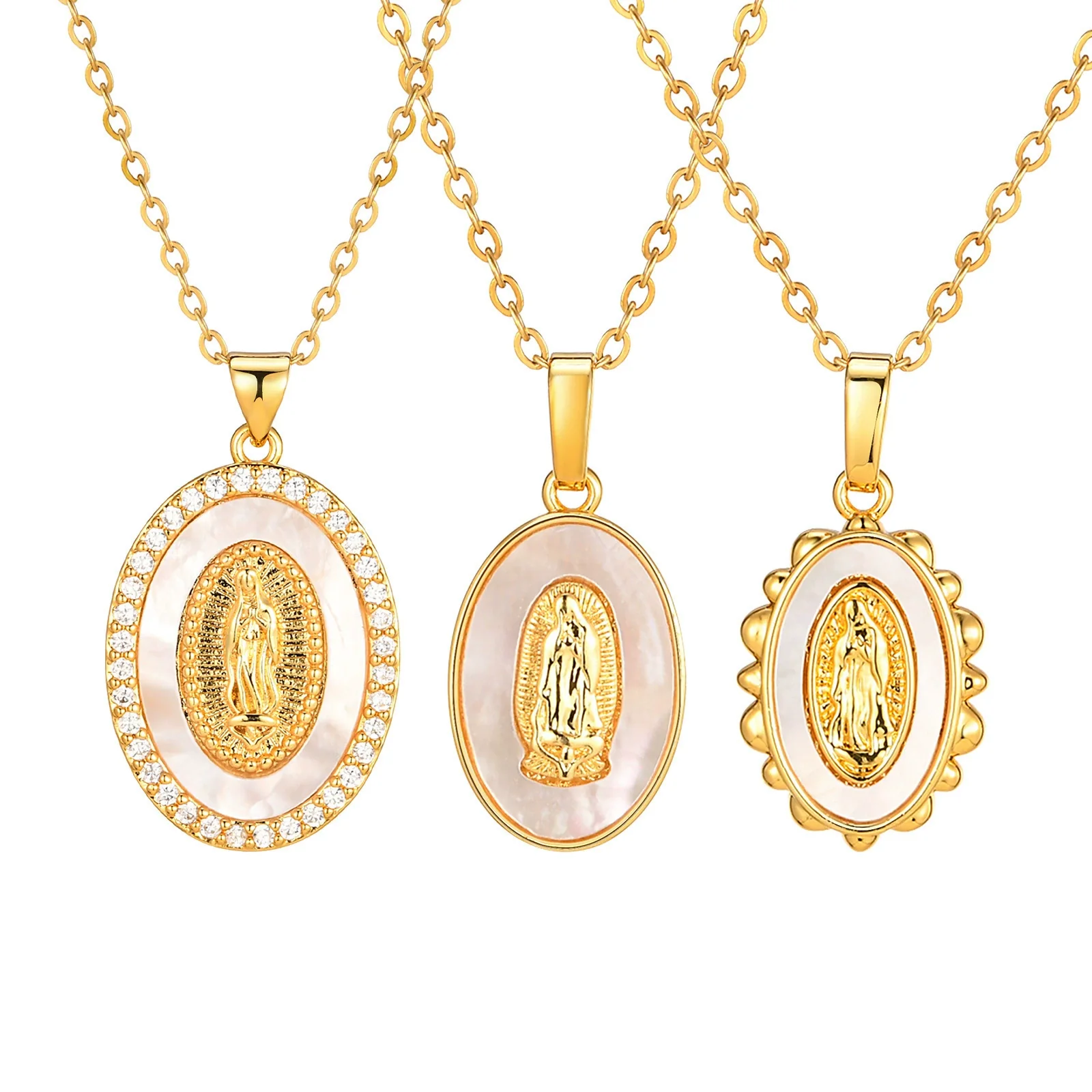Jewelry Copper Oval Geometric Pendant Gold Plated Necklace For Ladies - Image 5