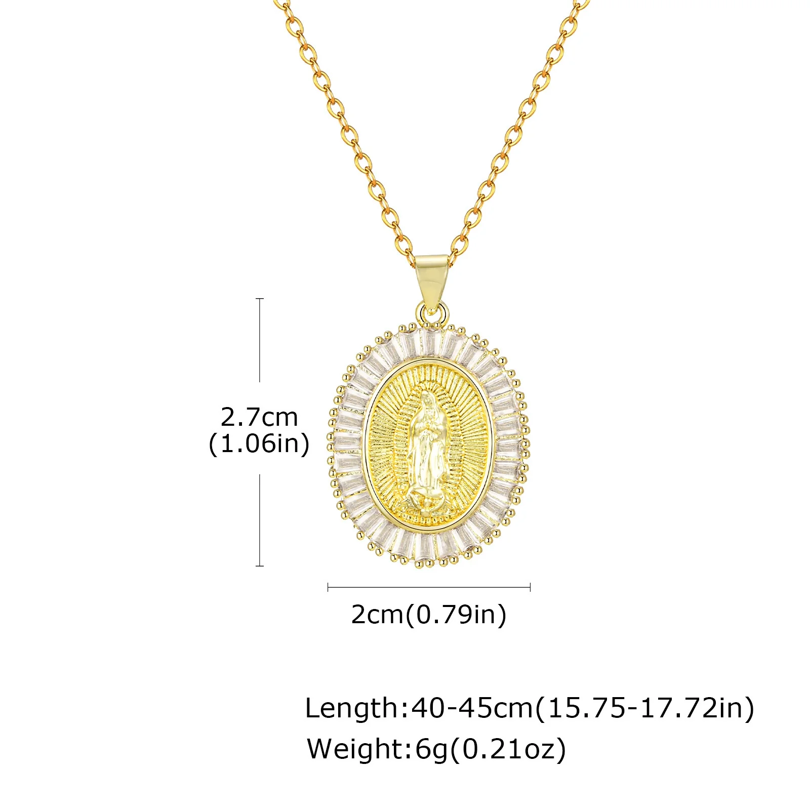 Jewelry Copper Oval Geometric Pendant Gold Plated Necklace For Ladies - Image 9