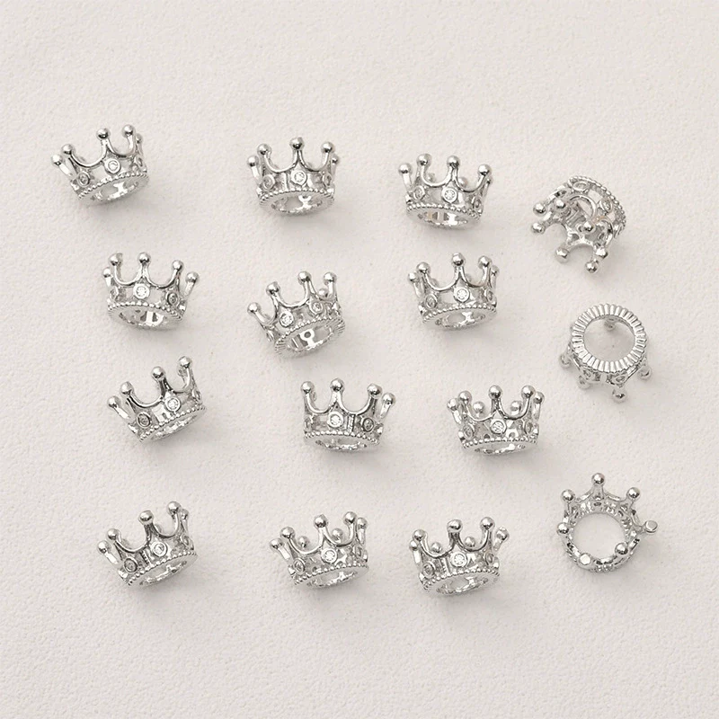 Jewelry Copper Plated 14K Gold Zircon Hollow Crown Bead Pendant Electroplated Diy Bracelet Necklace Ear Accessories Material - Image 4