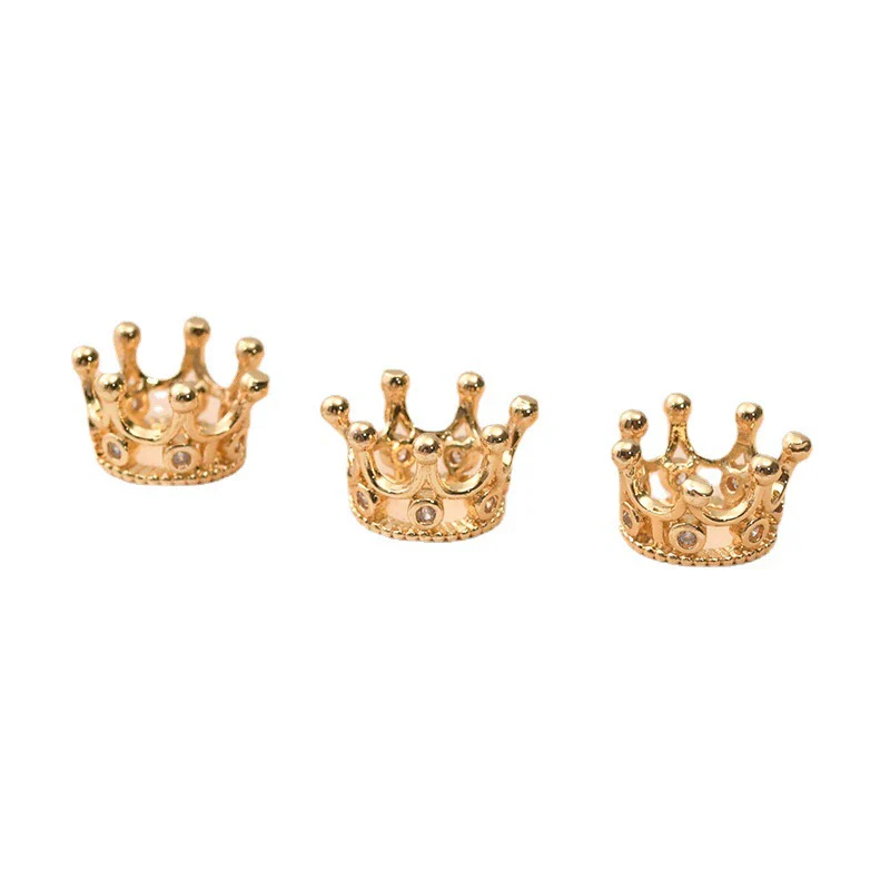 Jewelry Copper Plated 14K Gold Zircon Hollow Crown Bead Pendant Electroplated Diy Bracelet Necklace Ear Accessories Material - Image 5