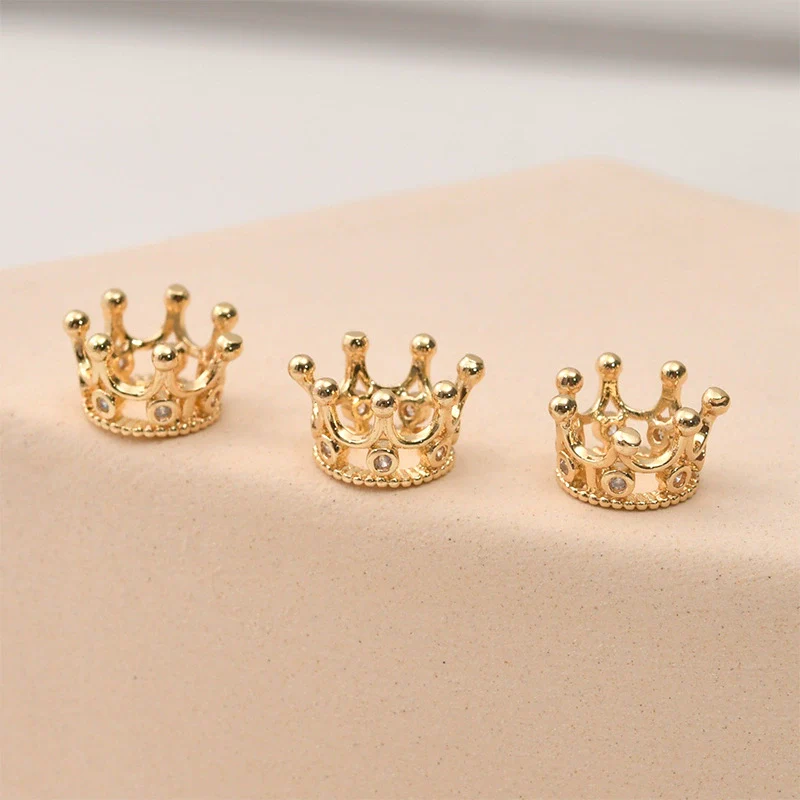 Jewelry Copper Plated 14K Gold Zircon Hollow Crown Bead Pendant Electroplated Diy Bracelet Necklace Ear Accessories Material - Image 6