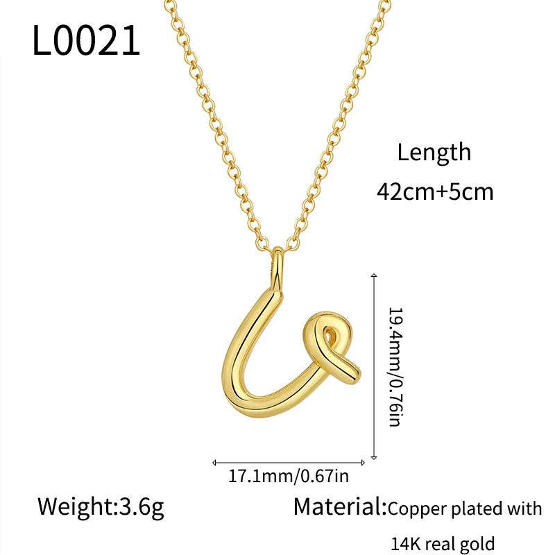 Jewelry Copper Plated With Real Gold Letters Numbers Text Irregular Style Necklace For Women - Image 26