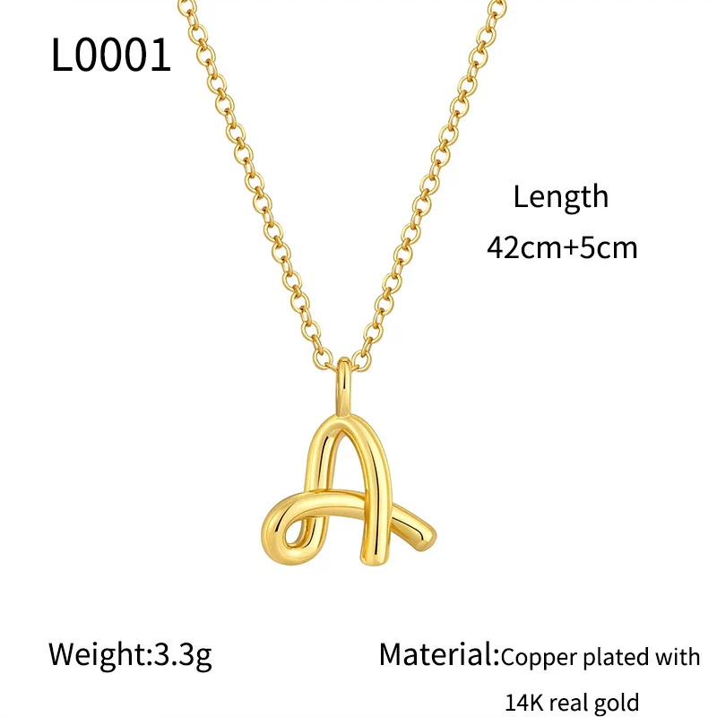Jewelry Copper Plated With Real Gold Letters Numbers Text Irregular Style Necklace For Women - Image 6