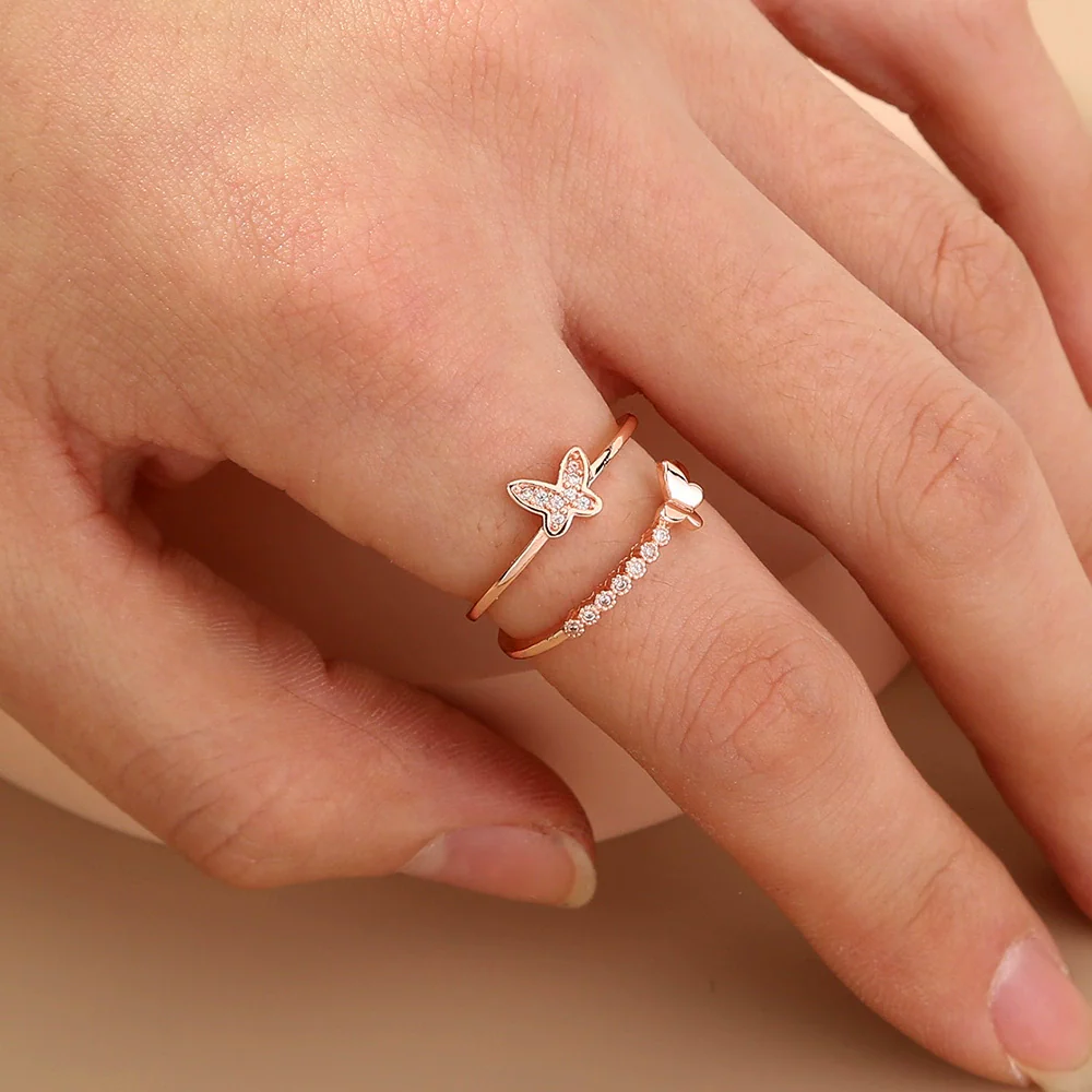 Jewelry Copper Ring With Microinlay White Zircon Geometric Style Electroplating - Image 21
