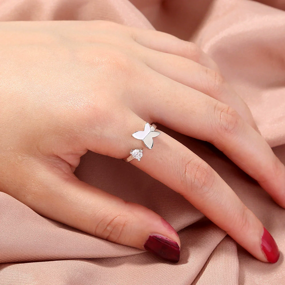 Jewelry Copper Ring With Microinlay White Zircon Geometric Style Electroplating - Image 9