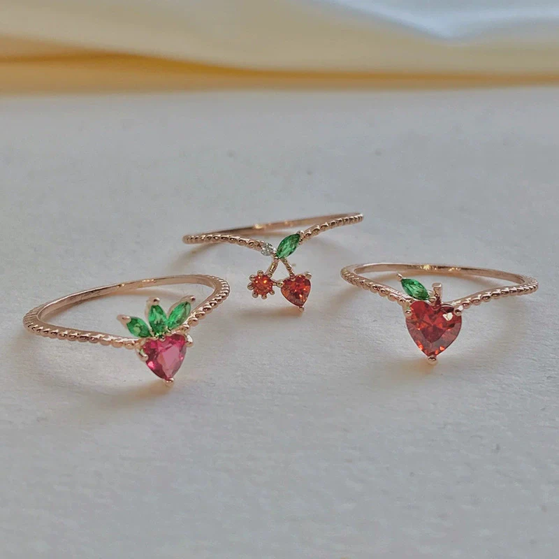 Jewelry Copper Zircon Inlaid Fruit Ring Bracelet For Women - Image 3