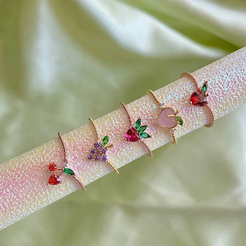 Jewelry Copper Zircon Inlaid Fruit Ring Bracelet For Women - Image 4