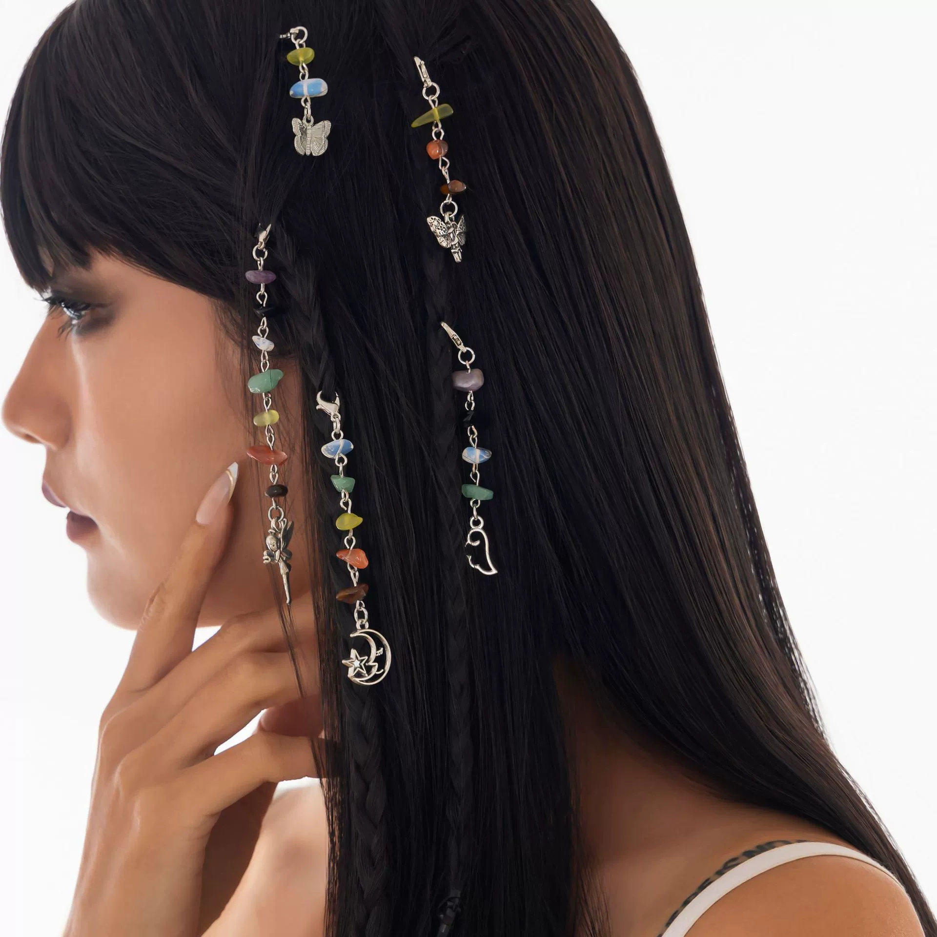 Jewelry Copperclad Iron Chain Turquoise Crystal Electroplated Sweet Style Hairpin - Image 6