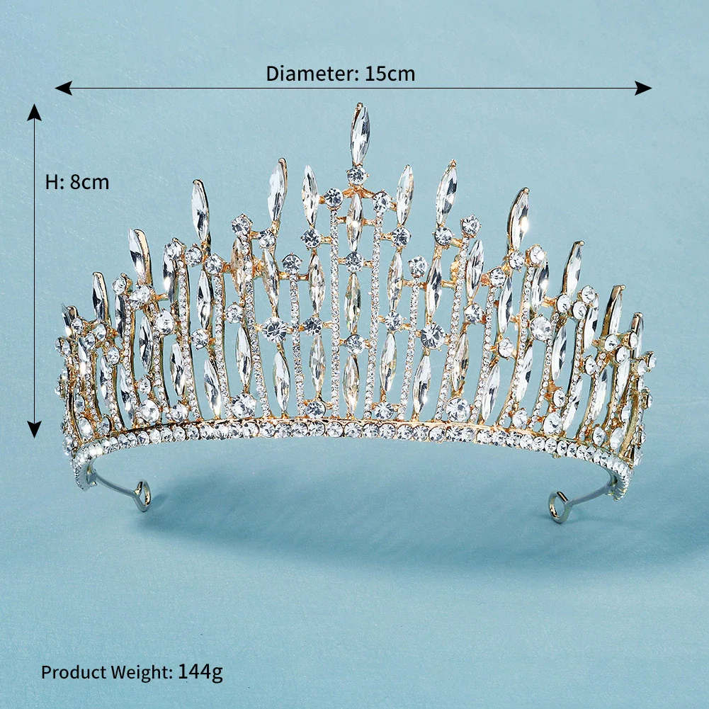 Jewelry Court Style Light Luxury Alloy Crystal Hairband Crown Electroplated For Women - Image 6