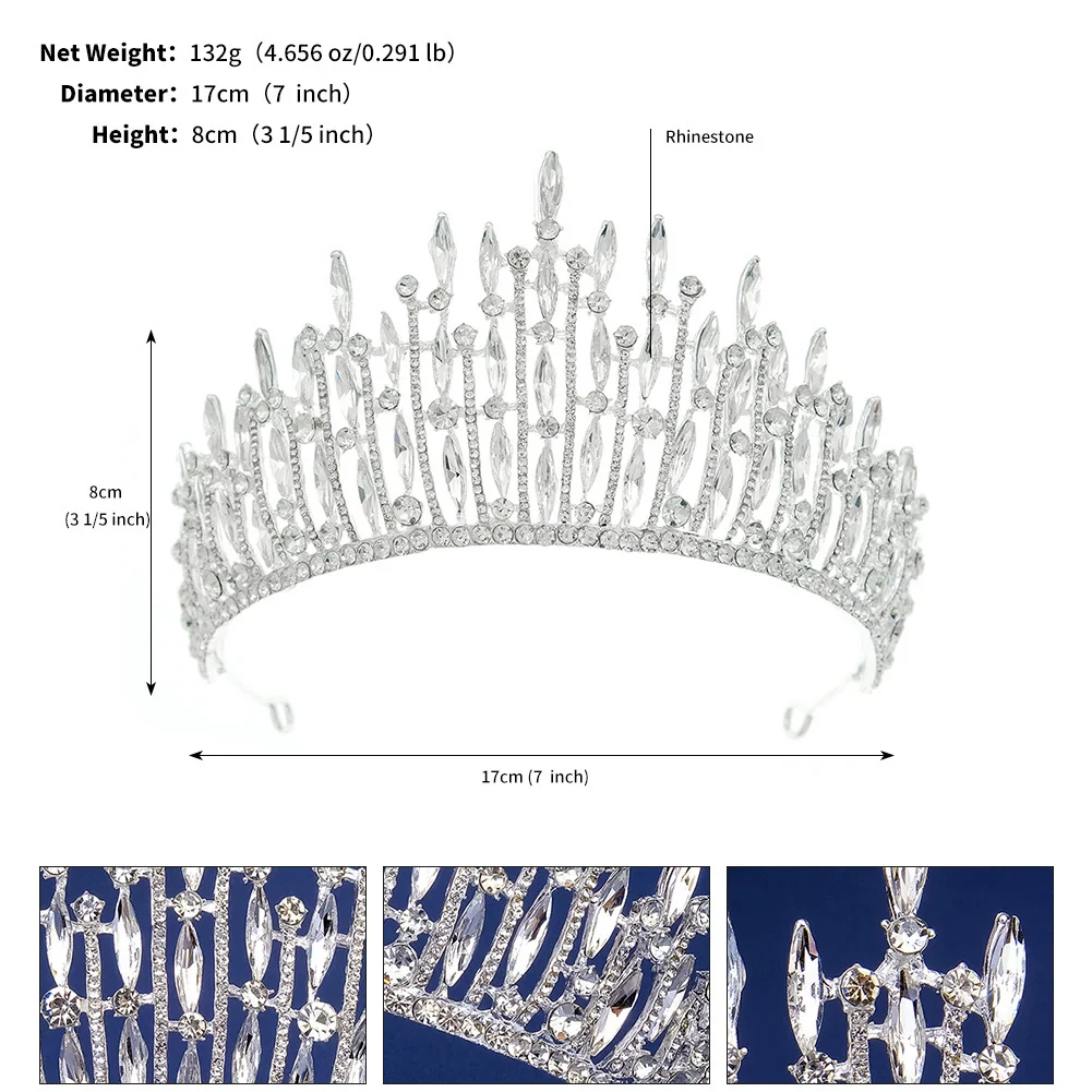 Jewelry Court Style Light Luxury Alloy Crystal Hairband Crown Electroplated For Women - Image 7