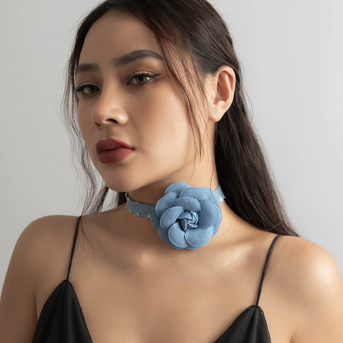 Jewelry Cowboy Denim Chocker With Geometric And Flower Pattern Handmade Multilayer Tassel Necklace - Image 6