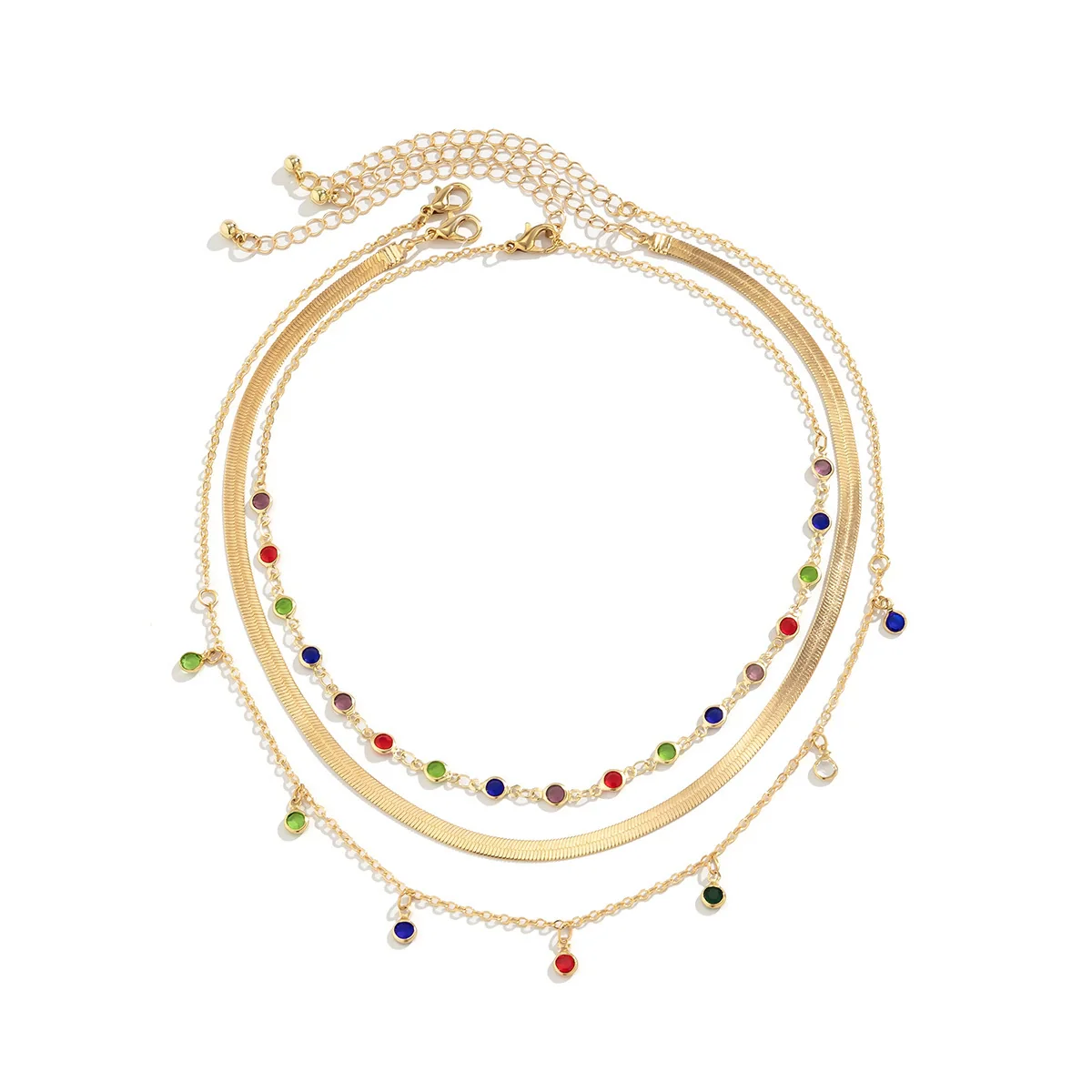 Jewelry Crystal Star Choker Necklace Metal Snake Bone Chain Geometric Electroplating Style - Image 5